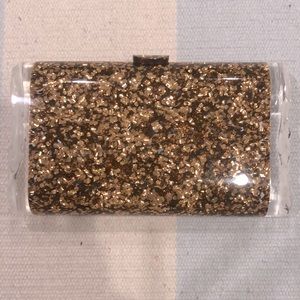 Edie Parker gold speckle clutch